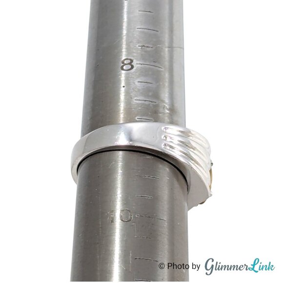 STS 925 Sterling Silver Size 9 Ribbed Band Ring – Oval Orange Quartz, 6.5g - Picture 7 of 10